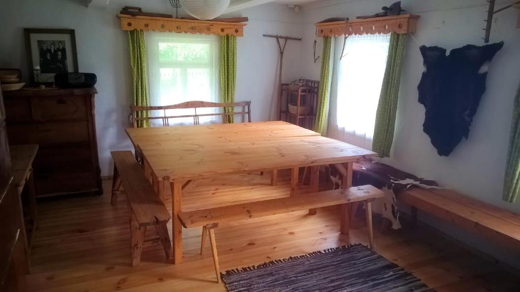 Dining room with a large table