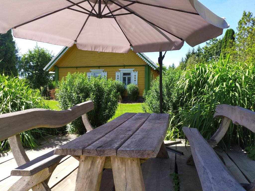 Wooden terrace in the garden